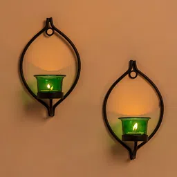 Homesake Set of 2 Black & Green Candle Holders-image-51