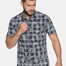 SHOWOFF Men Navy Blue Slim Fit Checked Casual Shirt-picture-9