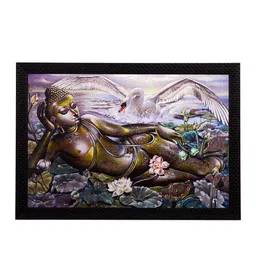eCraftIndia Multicoloured Resting Lord Buddha Satin Matt Textured UV Framed Wall Painting image 1