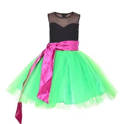Samsara Couture Girls Multicoloured Colourblocked Fit and Flare Dress-picture-17