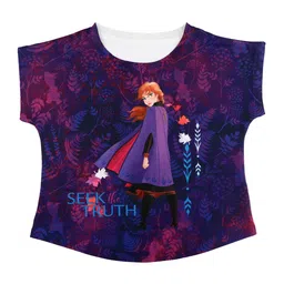 Disney by Wear Your Mind Girls Purple Printed Round Neck T-shirt-image-48