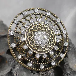 ANIKAS CREATION Gold-Plated White Stone-Studded Adjustable Finger Ring-picture-41
