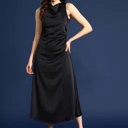Mast & Harbour Side Slit Cowl Neck A-Line Midi Dress-picture-15