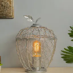 Homesake Silver-Toned Textured Handcrafted Industrial Filament Table Lamp-picture-32