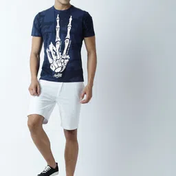 Huetrap Men Navy Blue Printed Round Neck T-shirt image 1