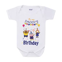 KNITROOT Infants White Daddy Birthday Balloon Graphic Printed Bodysuit-picture-18
