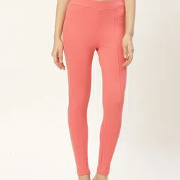 Deewa Women Pink Slim Fit Solid Treggings-picture-10