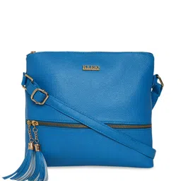 KLEIO Blue Solid Tassel Sling Bag-picture-46