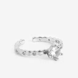 DressBerry Silver-Plated CZ Adjustable Finger Ring-picture-41