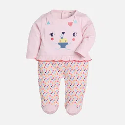 Baby Go Infant Kids Pink Printed Regular Fit Pure Cotton Rompers-picture-23