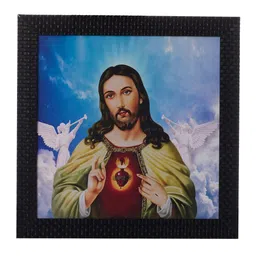 eCraftIndia Multicoloured Jesus Christ Satin Matt UV Framed Wall Art image 1