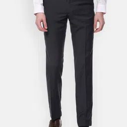 Van Heusen Men Navy Blue Slim Fit Solid Formal Trousers-picture-21