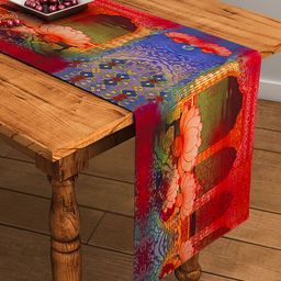 SEJ by Nisha Gupta Red Printed Rectangular Cotton Table Runner-picture-24