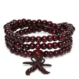 OOMPH Men Maroon Handcrafted Buddha Meditation Prayer Beads Multistrand Bracelet-picture-27