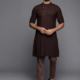 Indo Era Men Brown Kurta-image-96