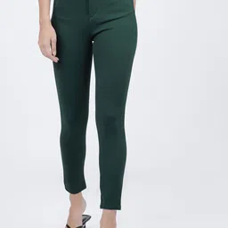 Tokyo Talkies Women Green Slim Fit Regular Trousers-picture-1