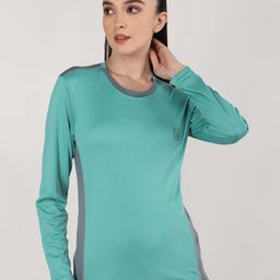 CHKOKKO Women Sea Green & aqua sky Yoga T-shirt-picture-1