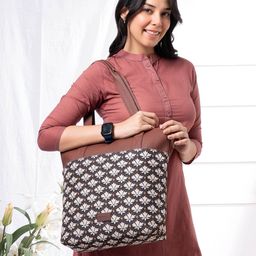 ZOUK Ethnic Motifs Printed Structured Jute Tote Bag-picture-29