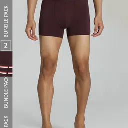 Puma Men Brown Pack Of 2 Stretch Star Cotton Trunk-image-90