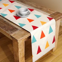 Alina decor Beige & Red Geometric Digital Printed Table Runner-image-70