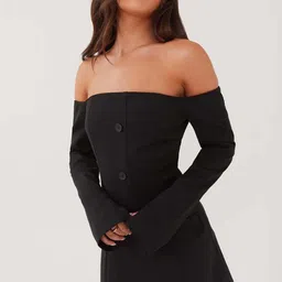 LULU & SKY Women Button Detail Off-shoulder Dress image 1