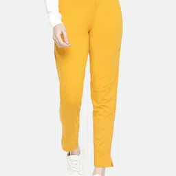 Dollar Missy Women Mustard Smart Straight Fit Solid Cigarette Trousers-image-46