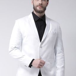 Hangup Men's White Solid Single-Breasted Blazer-picture-31