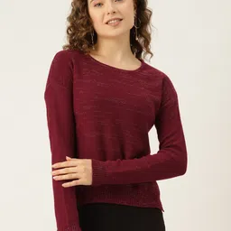 American Eye Drop-Shoulder Sleeves Speckled Acrylic Pullover image 1