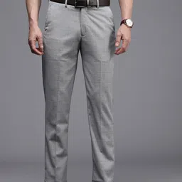 Louis Philippe Men Grey Slim Fit Formal Trousers-image-41