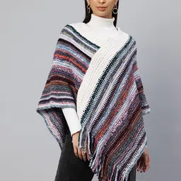 Pierre Carlo Striped Longline Poncho-image-78