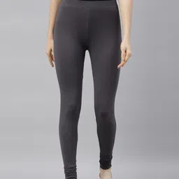 TWIN BIRDS Women Charcoal Grey Solid Churidar-Length Leggings-picture-10