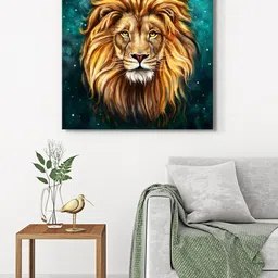 999Store Green & Beige Lion Canvas Wall Art-picture-38