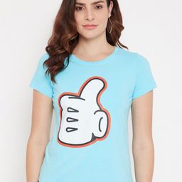 Disney by Wear Your Mind Women Blue & White Mickey Mouse Printed T-shirt-picture-32