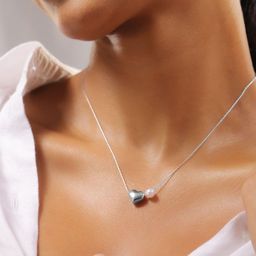 Rubans Rhodium-Plated Pearl Studded TarnishFree Waterproof Heart Pendant Necklace-picture-22