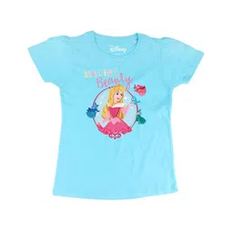Disney by Wear Your Mind Girls Blue Cinderella Printed Pure Cotton Top-picture-17