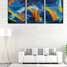 999Store Set of 3 Printed Green Leaves Painting (120X60 Cms)-image-10