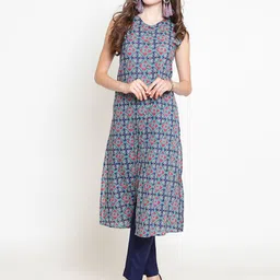 Sera Women Green & Blue Printed Kurta with Palazzos-image-78