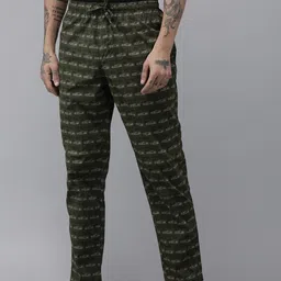 Pepe Jeans Men Olive & White Printed Lounge Pants-image-30