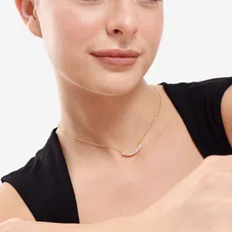 DressBerry Gold Plated CZ studded curved bar necklace image 5