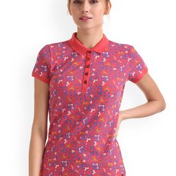 U.S. Polo Assn. Women Pink Printed Polo Collar T-shirt-picture-26