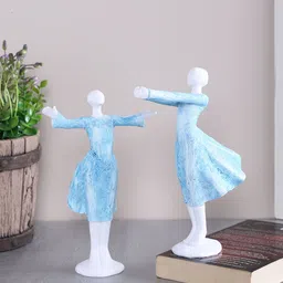 TAYHAA Set of 2 Blue & White Resin Dancing Diva Showpiece-picture-28