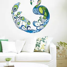 rawpockets Unisex Multicoloured Decorative Peacock Bird Wall Sticker-image-37