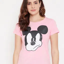 Disney by Wear Your Mind Women Pink & Black Mickey Mouse Printed T-shirt-picture-41