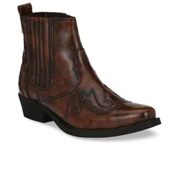 Delize Men Brown Mid-Top Flat Boots image 1