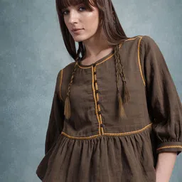 The Roadster Life Co. Puff Sleeves Cotton Top-picture-11