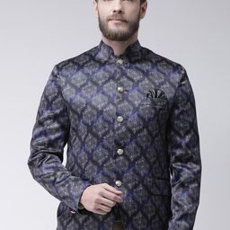 Hangup Men Blue Printed Regular Fit Single-Breasted Blazer-picture-35