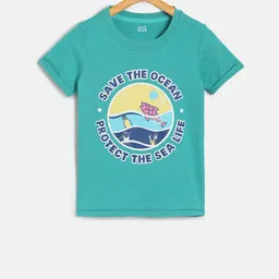 MINI KLUB Boys Green Printed Round Neck Pure Cotton T-shirt-picture-15