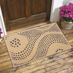 BIANCA Set of 2 Beige & Navy Blue Printed Anti-Skid Doormats with HD Rubber Backing-picture-34