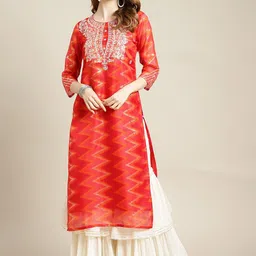 Varanga Women Red Thread Work Cotton Kurta-picture-38