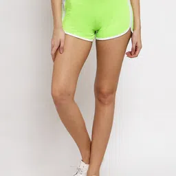 DOOR74 Women Fluorescent Green Solid Regular Fit Hot Pants-picture-12